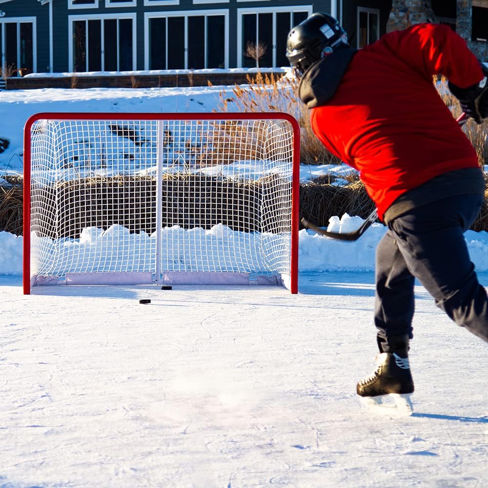 Competitive Series 6’ x 4’ Hockey Goal, White/Red (SSHG6400)