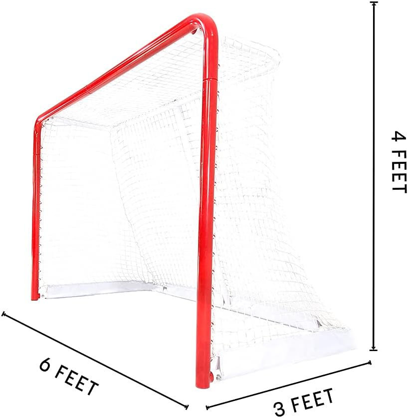 Competitive Series 6’ x 4’ Hockey Goal, White/Red (SSHG6400)